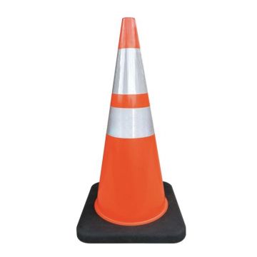 28" Orange Cone with Reflective Tape and 7lbs Black Base - QTY: 5